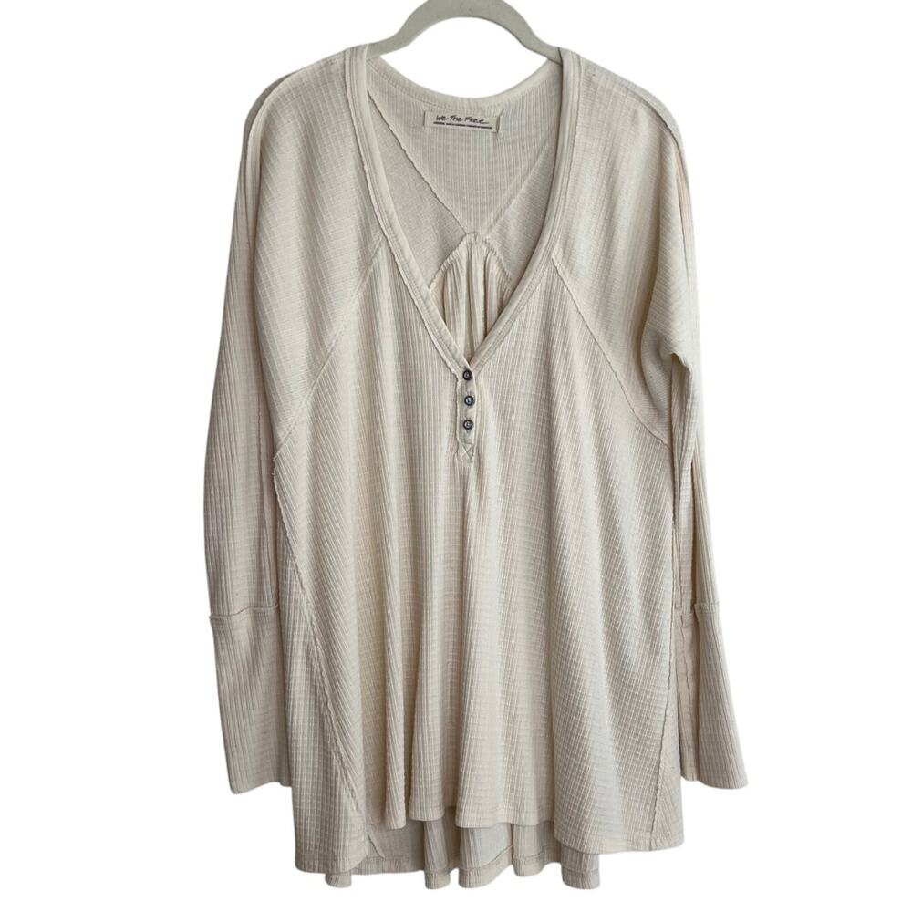 Free People We The Free Citrine Thermal Top Tee Womens Medium Ecru OB891958